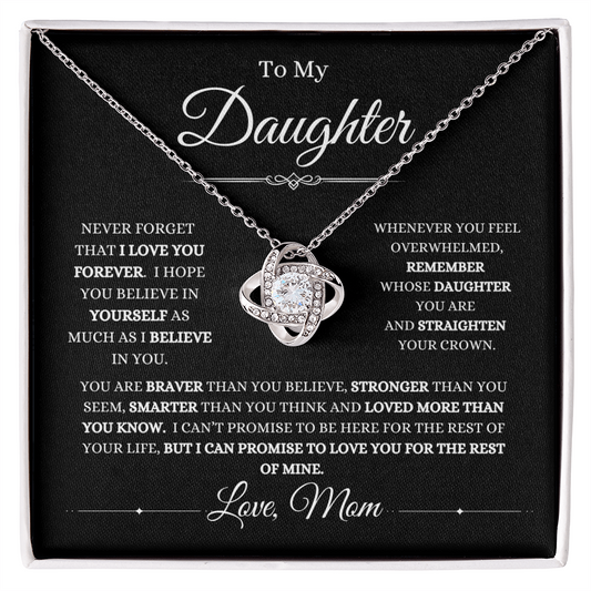 From Mom, To Daughter Love Knot Necklace