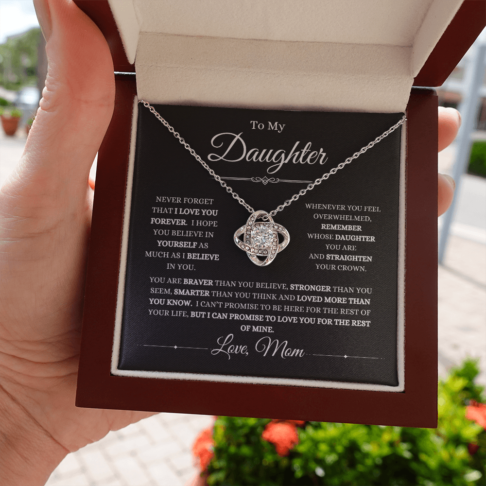 From Mom, To Daughter Love Knot Necklace